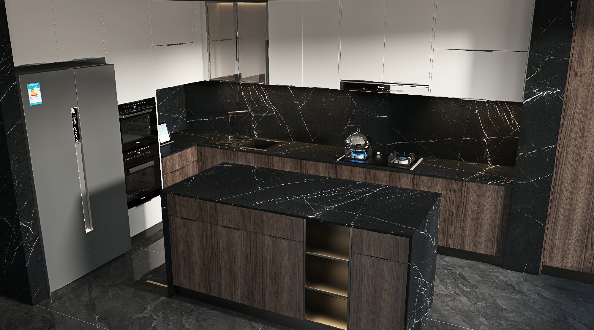 15Y126301D_意大利黑白根_1面-混鋪效果圖島臺(tái)換純黑色