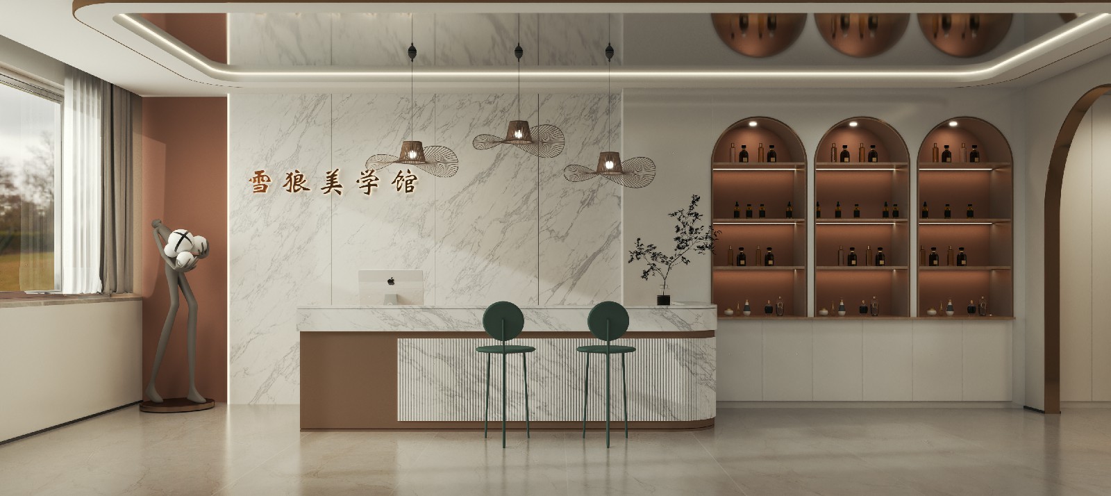 9P926209A-極品雪花白-4面混鋪_美容院背景_波