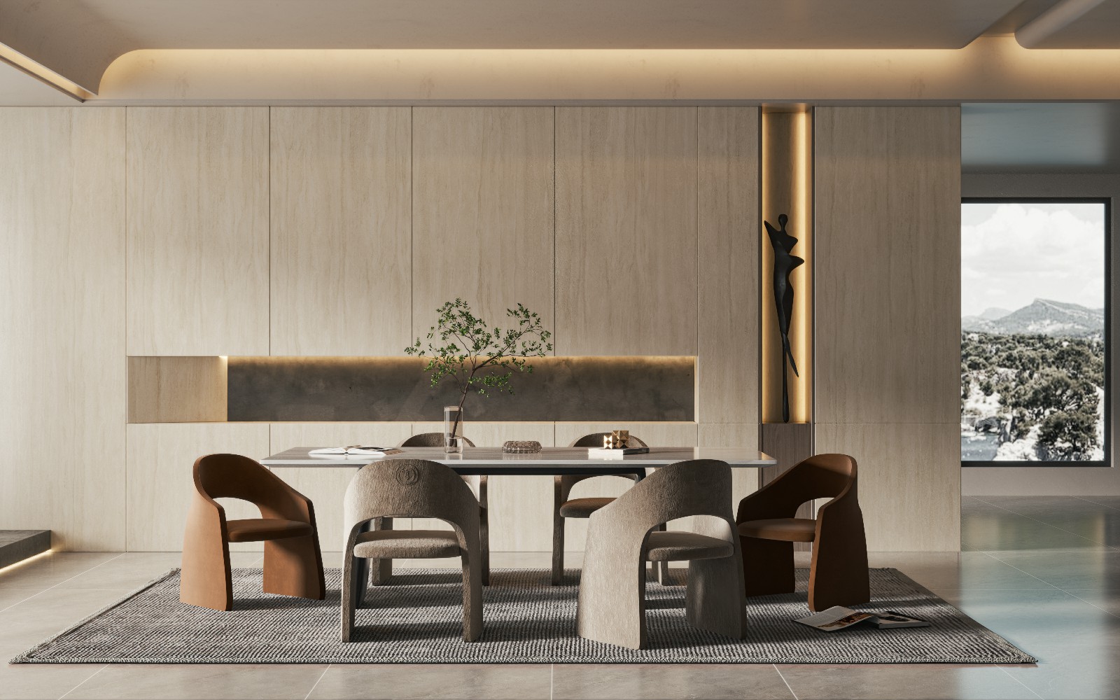 9P926233A-米黃洞石-4面混鋪__餐廳護墻板_波