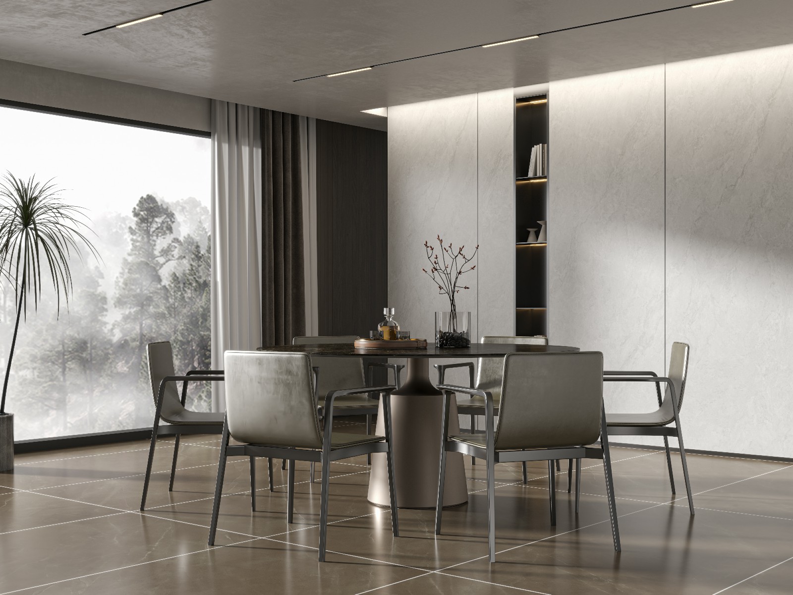 9P926216A-摩爾米灰-4面任意上下左右無限連紋_餐廳背景墻_波