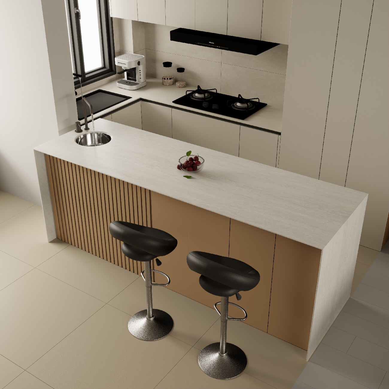 9M826707A-羅馬洞石-米白-2面混鋪效