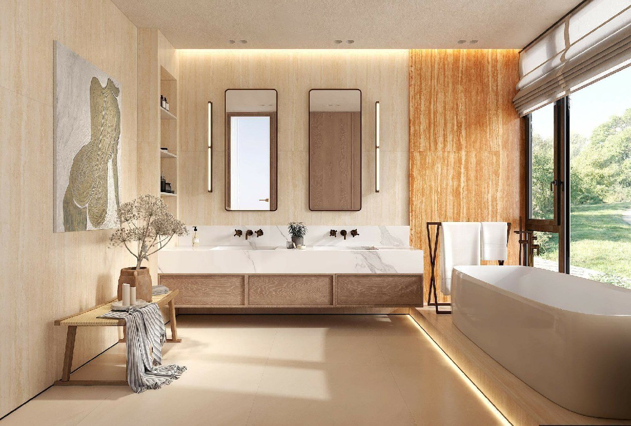 9GD927-408-意大利米黃洞-4面混鋪-效果圖