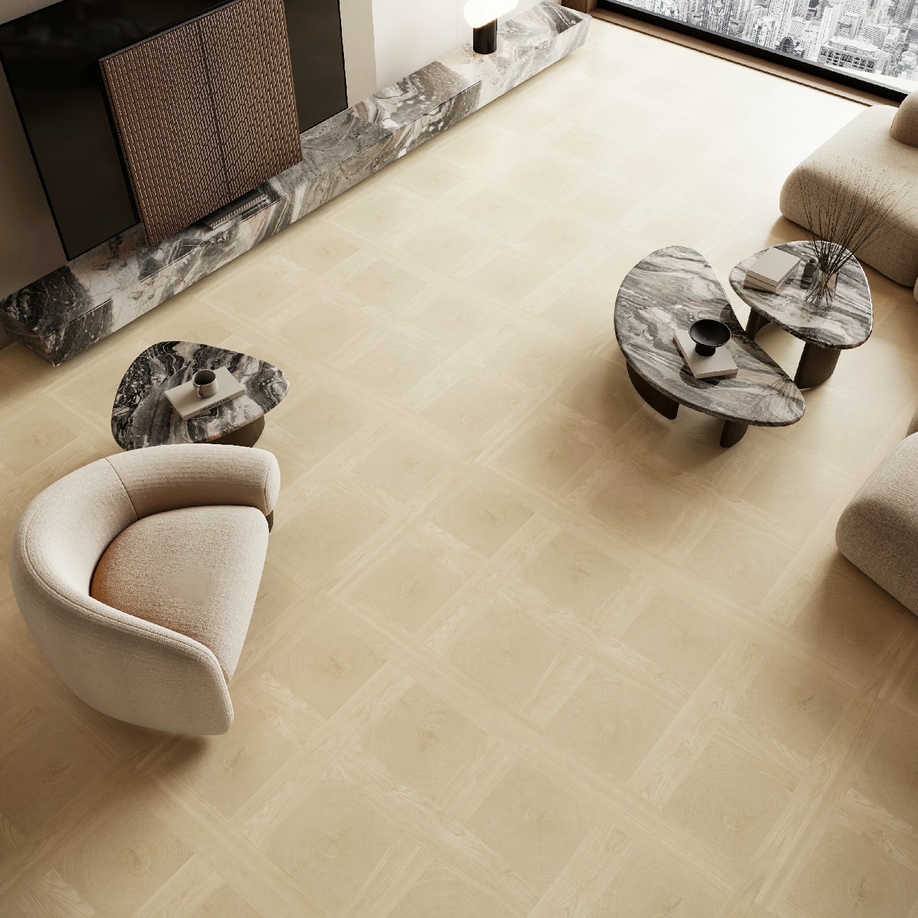 174C杉木年輪-米黃-1面混鋪-Lukas