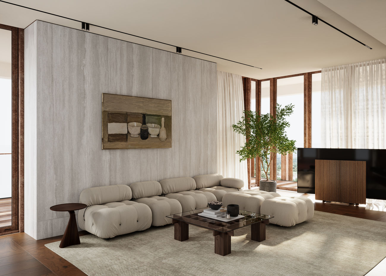 9GSM927-652新羅馬洞石-米灰-4面混鋪-LUKAS